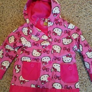girls hello kitty fleece lined raincoat